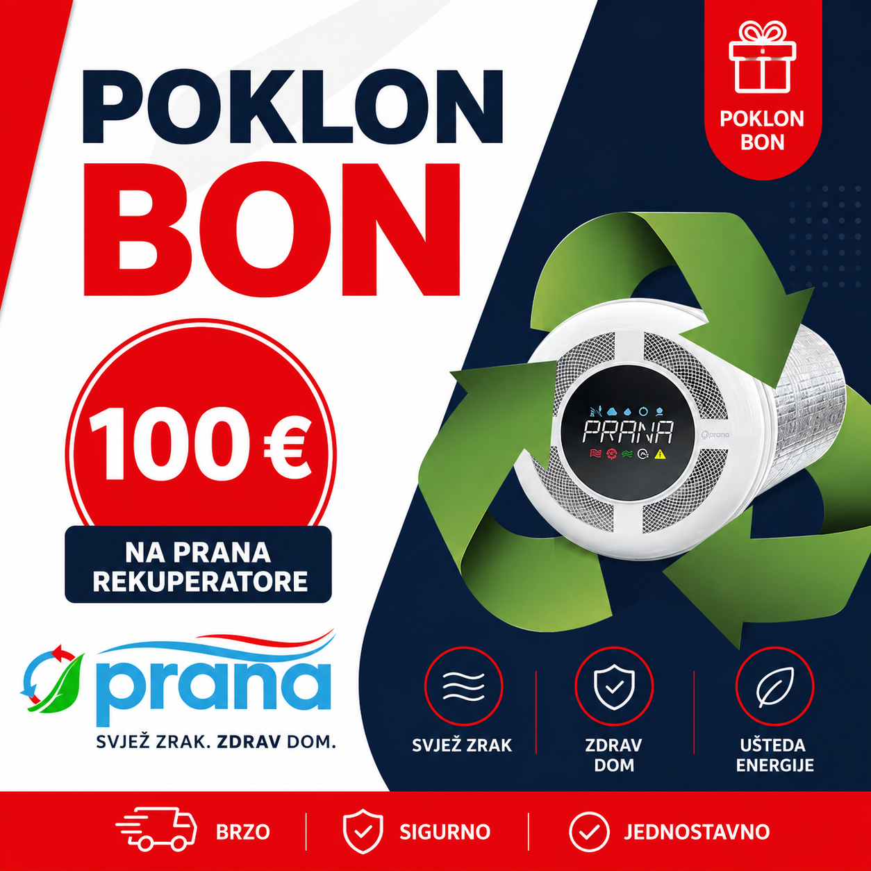 + poklon bon 100€ za kupnju prana rekuperatora