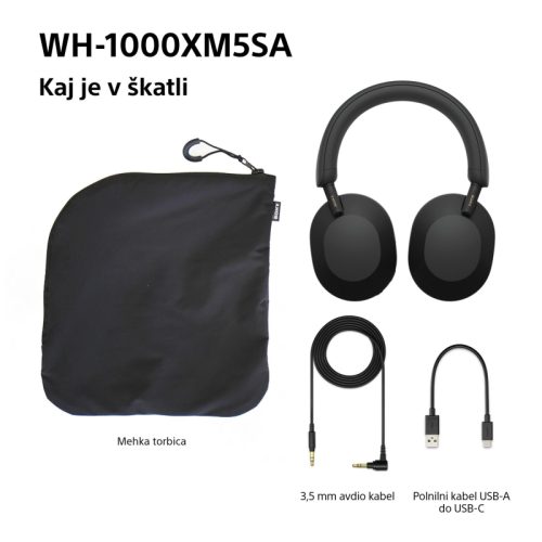 SONY BT slušalice WH1000XM5SAB.CE7 mekana torbica