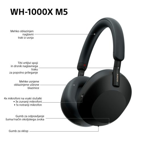 SONY BT slušalice WH1000XM5B crne