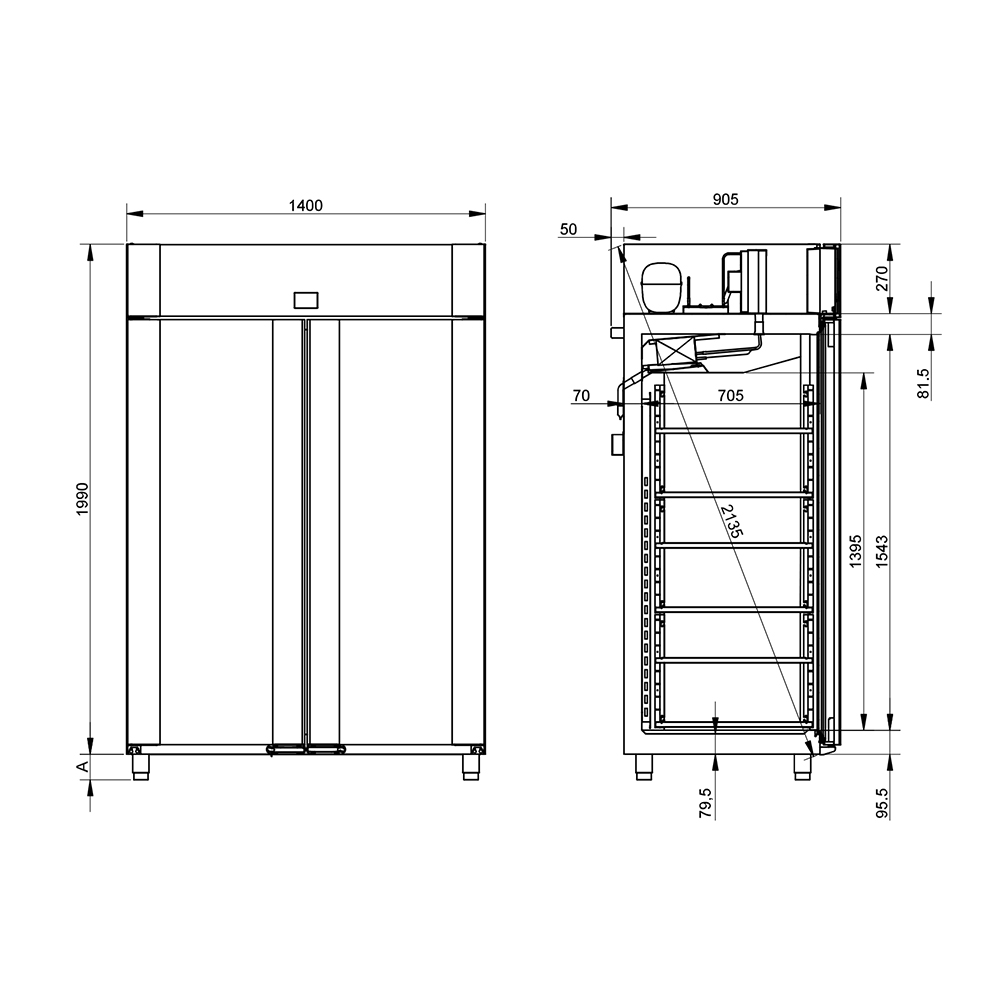 Gram profesionalni zamrzivač s ventilacijskim hlađenjem F1400 Plus - Slika 2