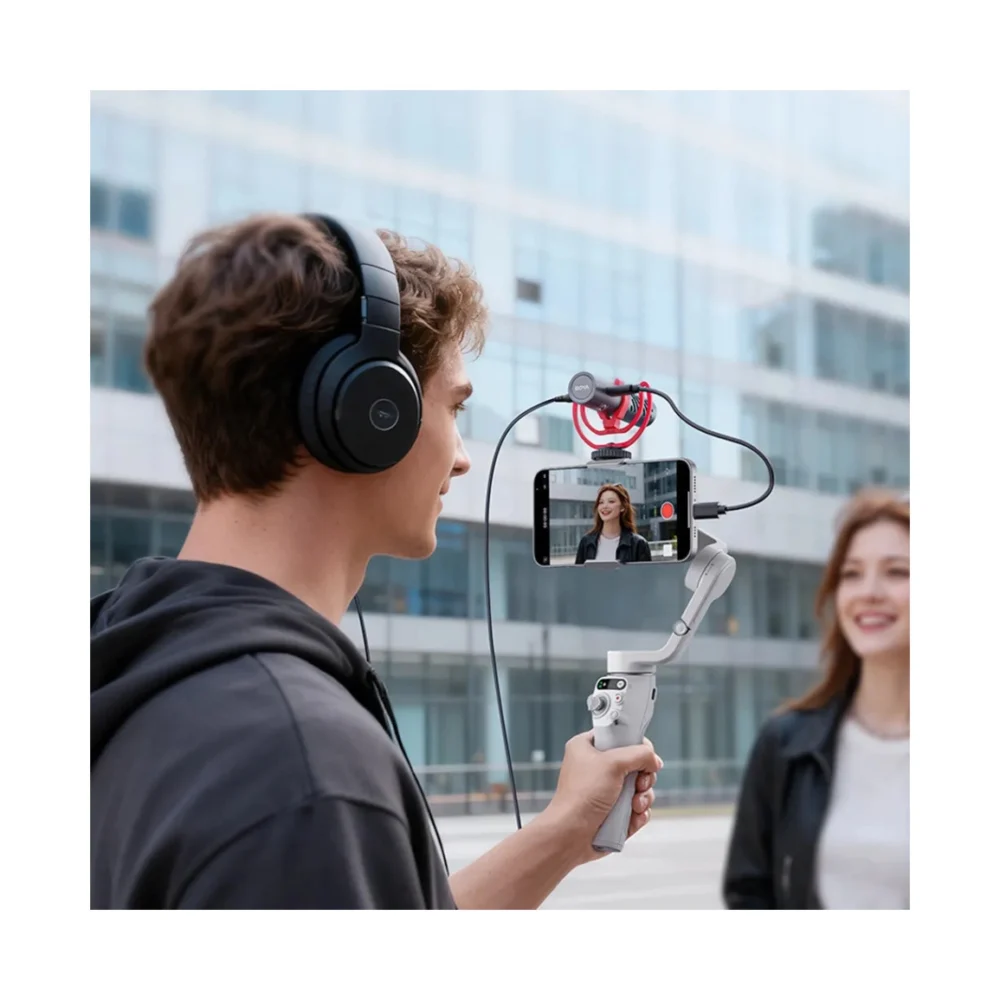 BOYA Mikrofon BY-MM1 AI, žičani, USB C, 3.5 mm, Pop filter, crni - Slika 5